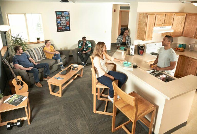 Students inside dorm